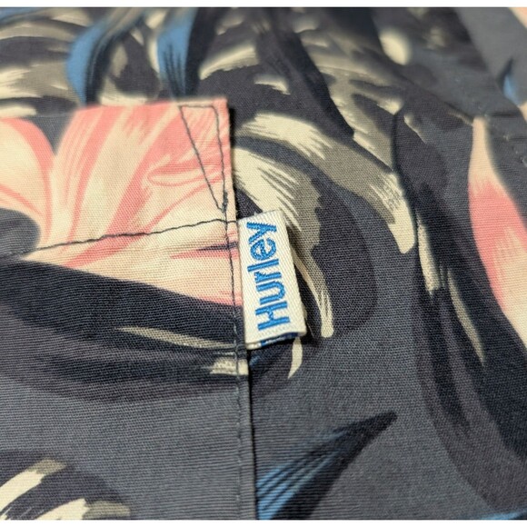 Hurley Size L Shirt Hawaiian Stretch Fit Blue Floral Colorful Short Sleeve - Picture 6 of 10